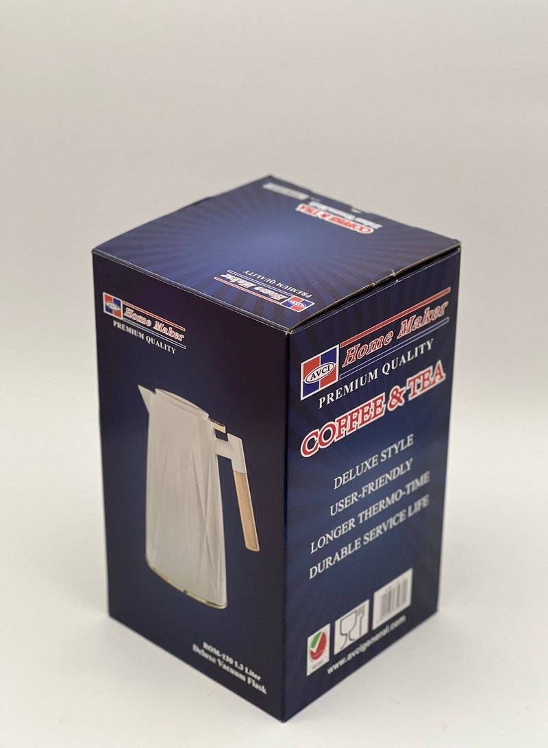 Home Maker Tea & Coffee Flask 1.3 Litre Silver / Gold - Image 2