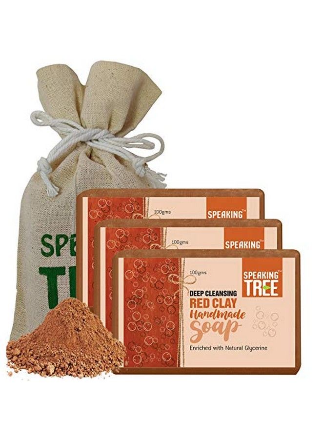 Speaking Tree Deep Cleansing Red Clay Handmade Soap 100 Gms (Pack Of 3) - Image 1
