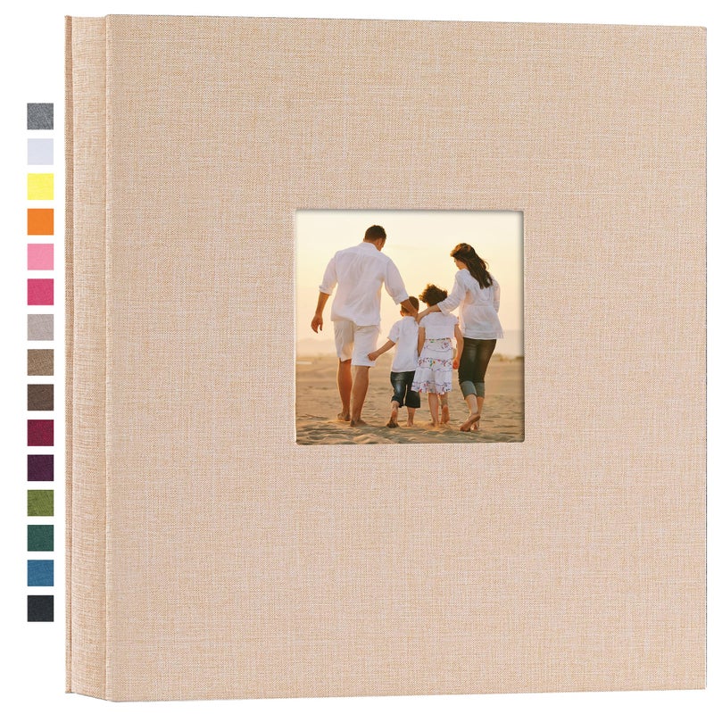 potricher Linen Hardcover Photo Album 4x6 600 Photos Large Capacity for Family Wedding Anniversary Baby Vacation (Beige, 600 Pockets) - Image 1