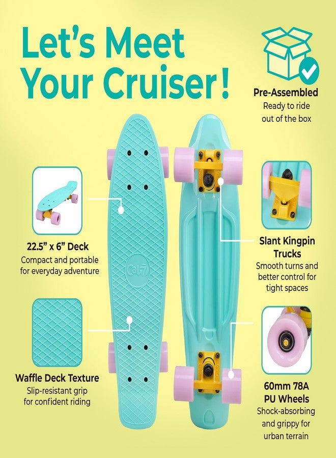 Cal 7 22.5" Complete Mini Cruiser Plastic Skateboard (Snowdrop) - Image 2
