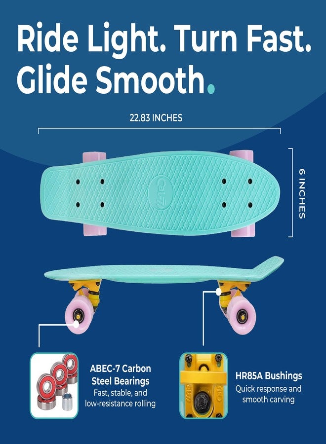 Cal 7 22.5" Complete Mini Cruiser Plastic Skateboard (Snowdrop) - Image 3