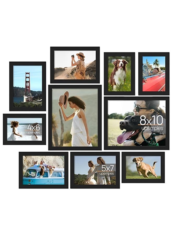 10 Pack Picture Frames for Wall Decor Living Room, Multi Sizes 4x6, 5x7, 8x10 Photo Frames for Room Decor and Wall Art, Classic Black Home Decor Frames - Image 1