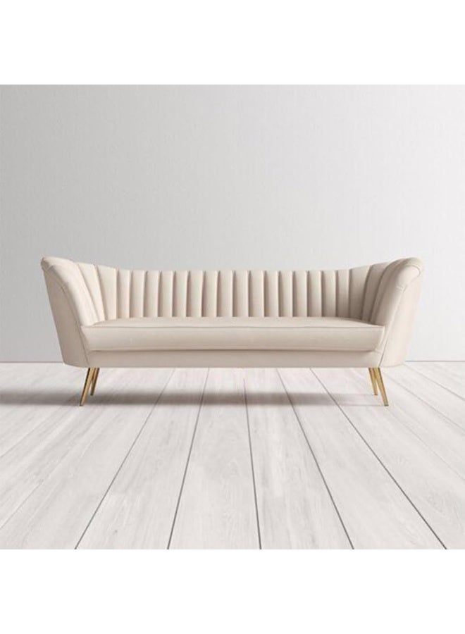 Comfynest Mid-Century Modern Chesterfield Sofa in Velvet with Sleek Golden Metal Legs - Ideal for Living Room, Bedroom, or Office Use (Beige, 4 Seater)  - Image 1