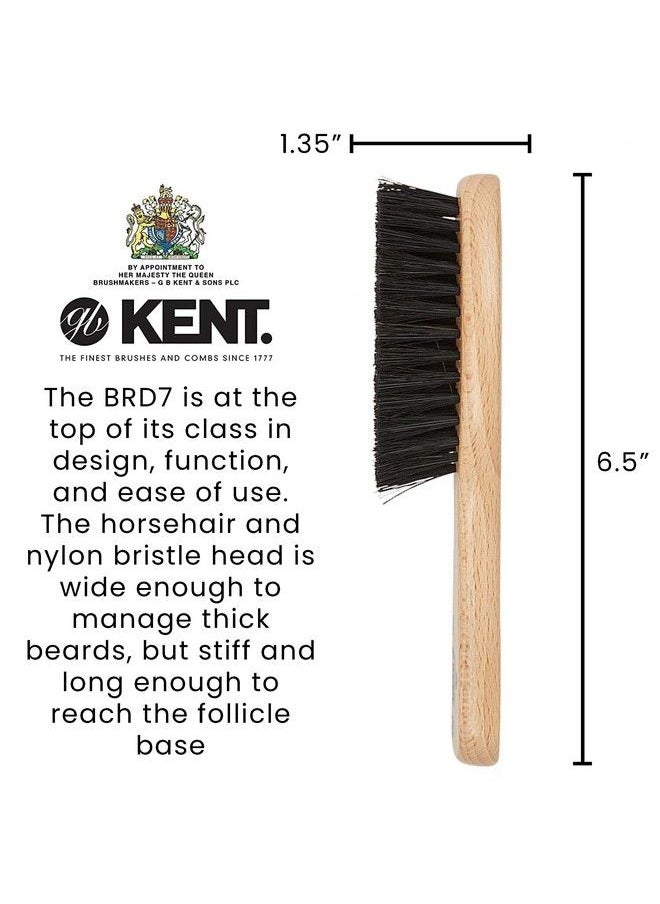 Brd7 Horsehair And Nylon Blend Soft Beard Brush For Men For Flawless Shaping And Grooming Ergonomic Grip Beechwood Handle For Mustache And Beards Distributes Oils And Balms. Made In England