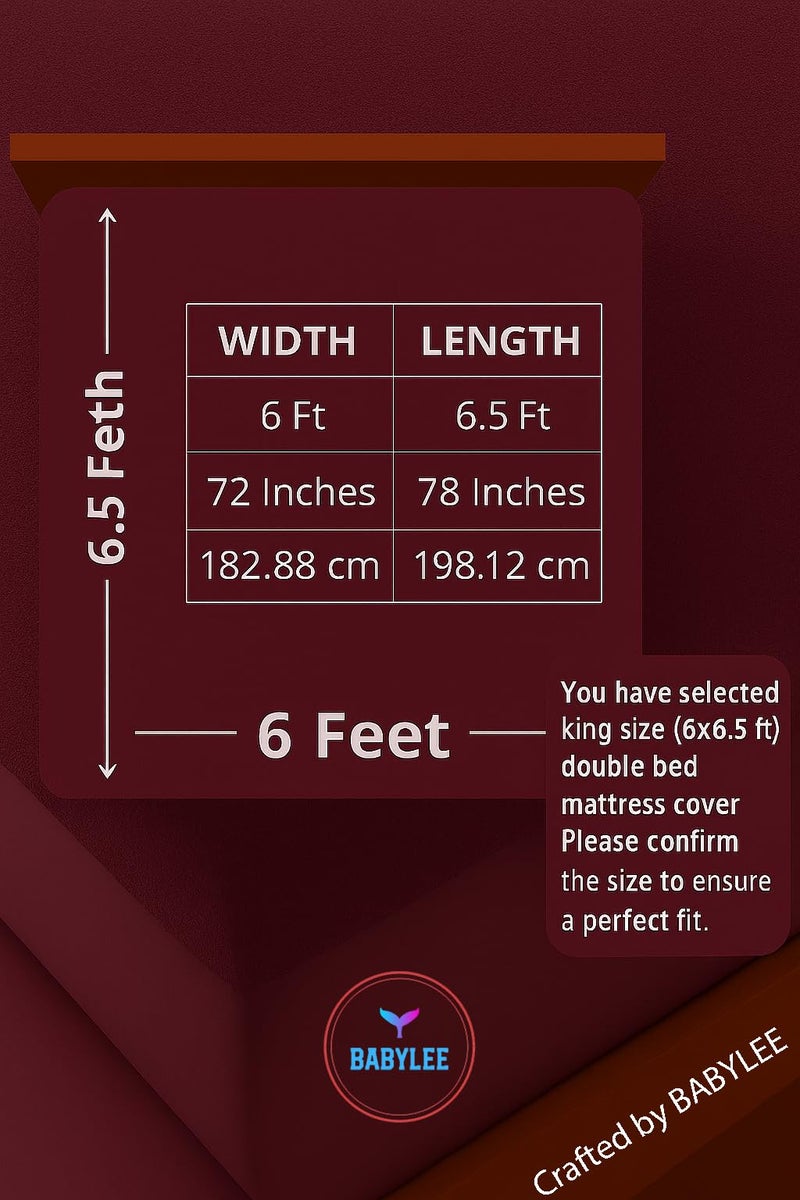 BABYLEE Mattress Protector King Size 78x72 Ultra Soft Breathable & Fitted Bed Protector Terry Cover Double Bed (6.5x6 feet, Fits 10 Inches, Wine) - Image 4