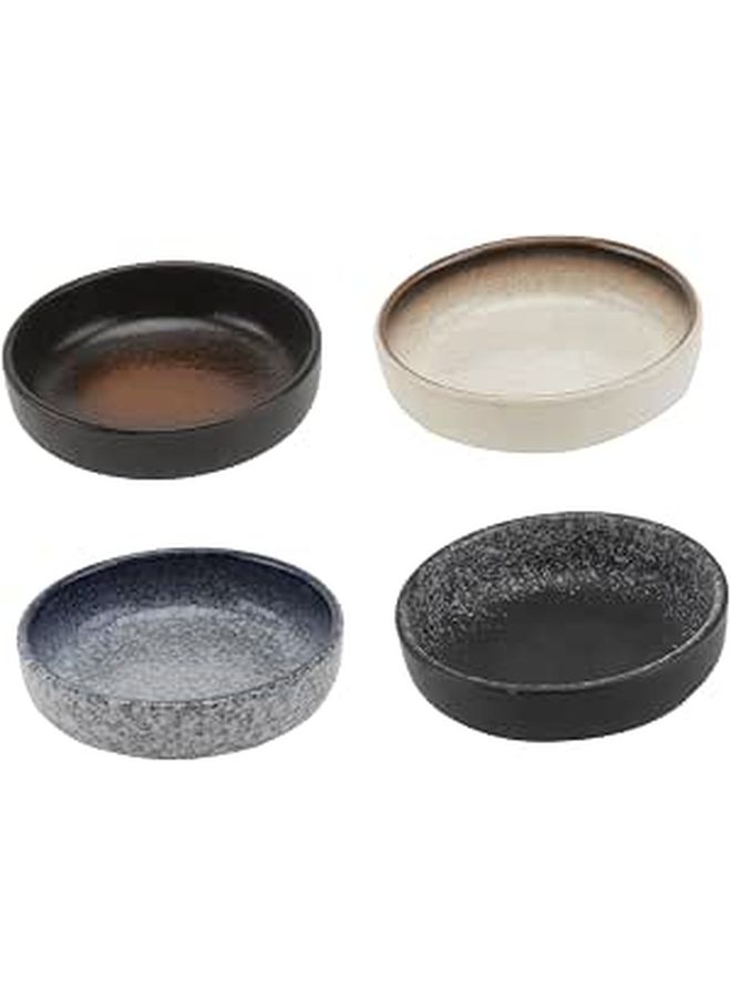 PRETYZOOM 4pcs Small Ceramic Sauce Plates Condiment Dishes Microwavable Dipping Bowls Home Serving Trays Simple Style - Image 1