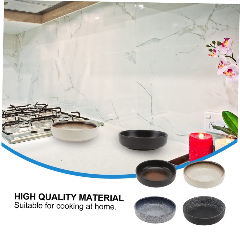 PRETYZOOM 4pcs Small Ceramic Sauce Plates Condiment Dishes Microwavable Dipping Bowls Home Serving Trays Simple Style - Image 4