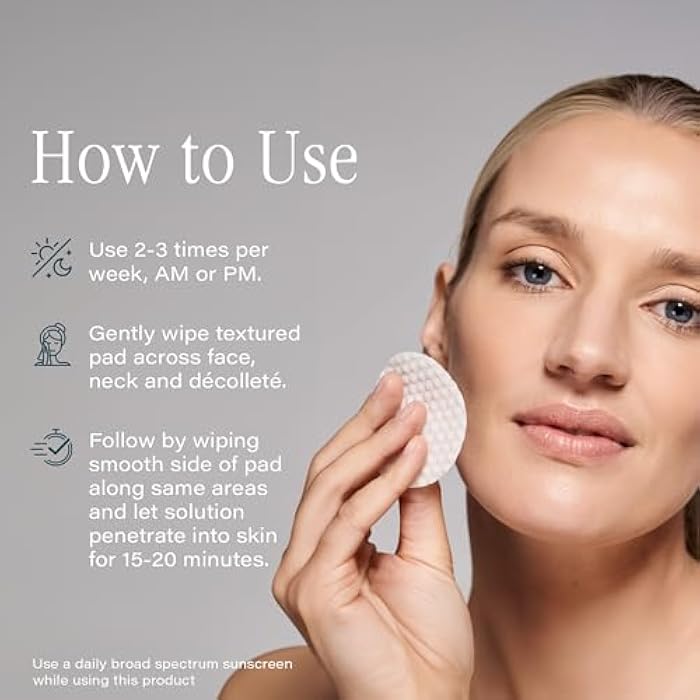 SKINN Multi-Acid Resurfacing Pads, with Glycolic, Lactic & Salicylic Acid, 60 Pads - Witch Hazel Chemical Peel for Face, Neck & Decollete Exfoliates, Brightens & Tones Skin, for Fine Lines & Wrinkles - Image 5