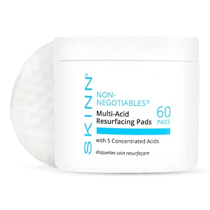 SKINN Multi-Acid Resurfacing Pads, with Glycolic, Lactic & Salicylic Acid, 60 Pads - Witch Hazel Chemical Peel for Face, Neck & Decollete Exfoliates, Brightens & Tones Skin, for Fine Lines & Wrinkles - Image 1