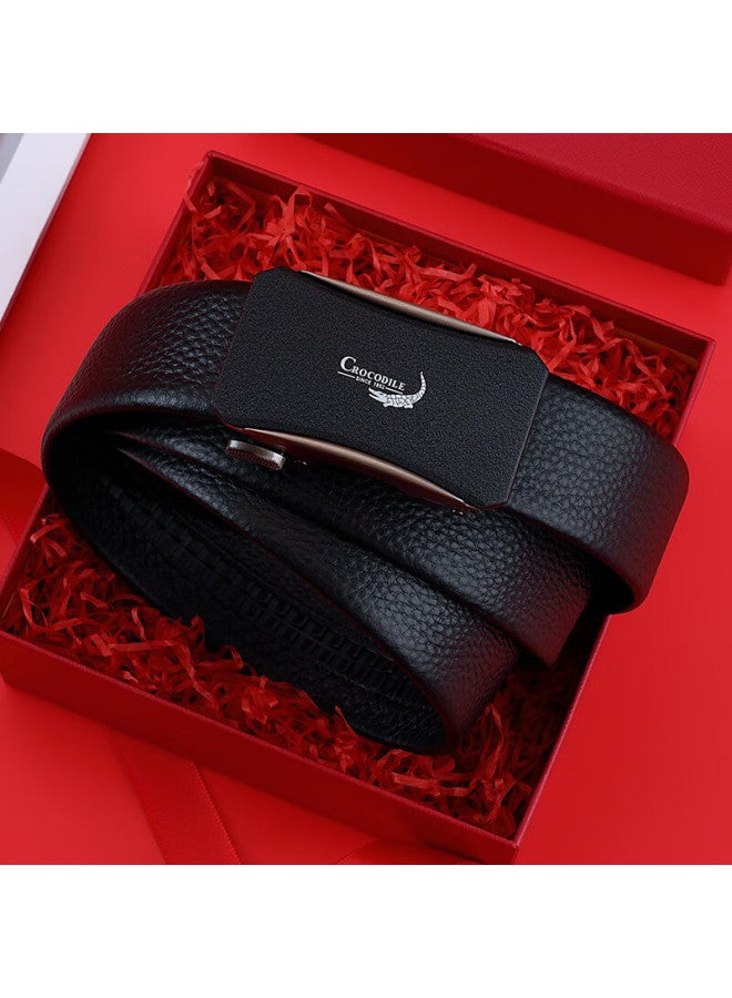 Crocodile New Year Gift, Top-grain Leather Men's Belt, Automatic Buckle, Casual Youth Waistband, Gift For Boyfriend - Image 3