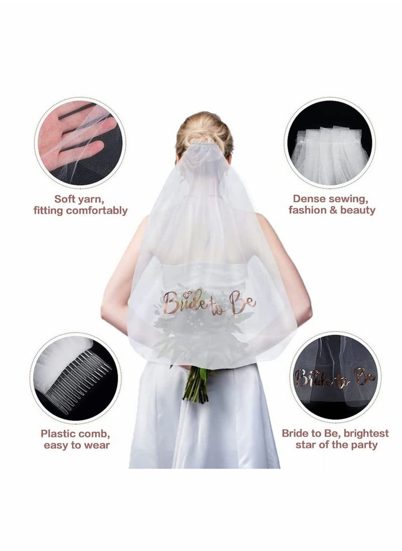 Excefore Bride to Be Decoration Set, Bride Sash, Headband Tiara, Bride Veil with Comb, Rhinestone Tiara, Pre-Strung Banner, Bride to Be Gifts Decorations Wedding  - Image 4