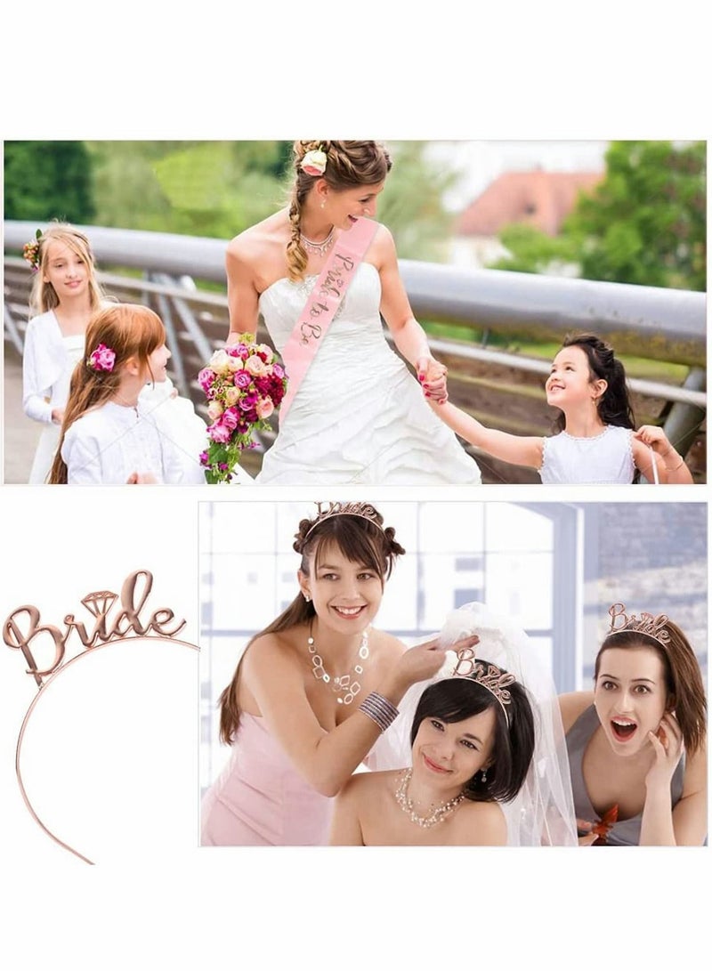 Bride to Be Decoration Set, Bride Sash, Headband Tiara, Bride Veil with Comb, Rhinestone Tiara, Pre-Strung Banner, Bride to Be Gifts Decorations Wedding