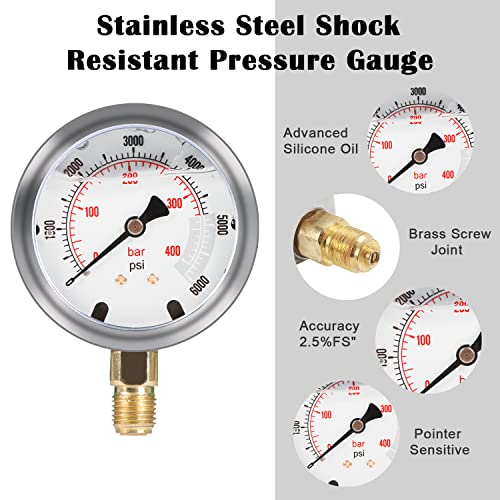 IMELBUFF Hydraulic Pressure Test Kit 100/250/400/600bar, 4 Gauges 13 Couplings 3 Test Hoses Hydraulic Gauge Kit for Excavator Construction Machinery Ships Mine - Image 4