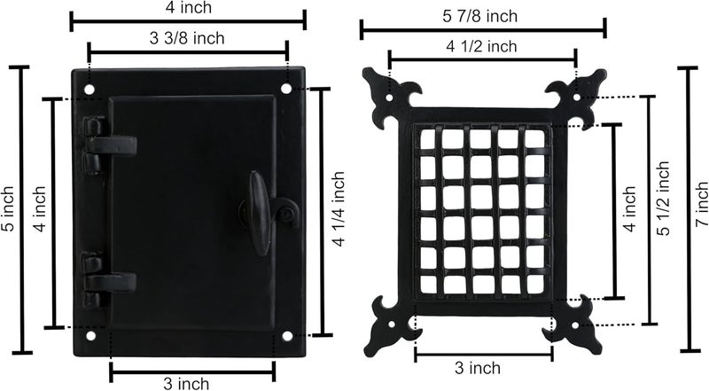 A29 Hardware Cast Iron Speakeasy Door Grill/Grille with Viewing Door, Black Powder Coat Finish, Medium Size - Image 2