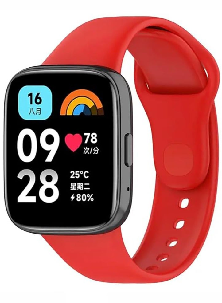 Xiaomi Redmi Watch 3 Active Soft Silicone Replacement Strap With Amazing Design - Red - Image 2