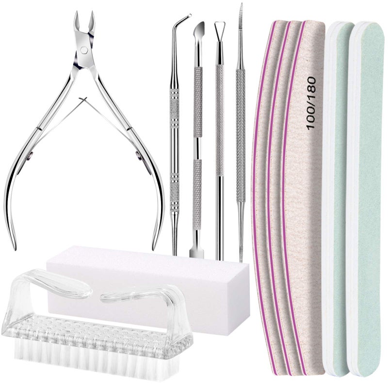 FANDAMEI Manicure Kit Nail Files 100180 Cuticle Nippers Nail Buffer Block Cuticle Pusher Cuticle Peeler Ingrown Toenail Tool Toenail File Nail Care Kit Nail Tools for Manicure White