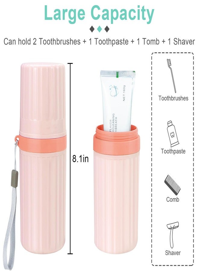 Mulbozy Travel Toothbrush Holder, Large Travel Toothbrush Cup Case, Portable Travel Toothbrush Toothpaste Makeup Storage for Business Trip Camping School - Pink - Image 4