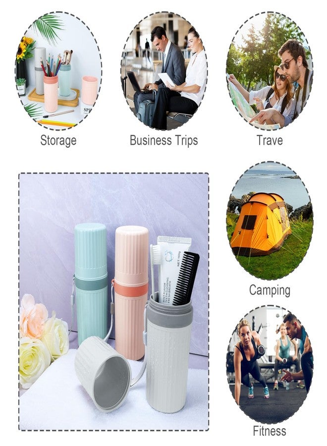 Mulbozy Travel Toothbrush Holder, Large Travel Toothbrush Cup Case, Portable Travel Toothbrush Toothpaste Makeup Storage for Business Trip Camping School - Pink - Image 5