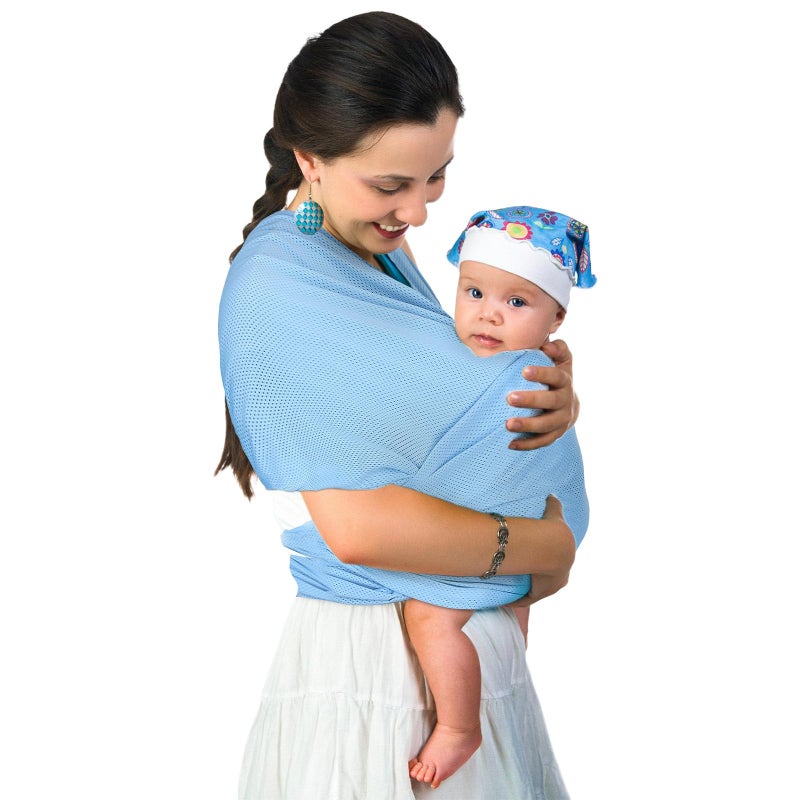 Biubee Water Sling Baby Wrap Carrier for Summer Pool - Adjustable Shoulder Mesh Breathable Chest Sling Infant Carrier for Newborn to Toddlers Summer Pool Beach (Blue) - Image 1