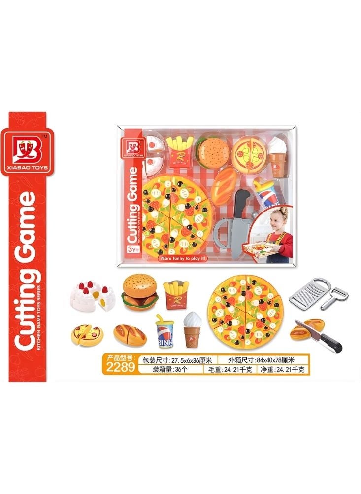 Premium Kids Cutting Game Kitchen Playset – Colorful Pizza, Burger and Fast Food Cutting Toys, Safe Pretend Cooking Set for Children - Image 4