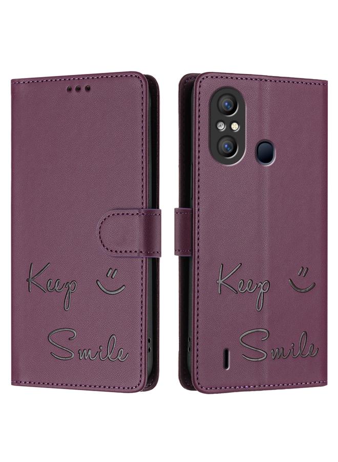 اس-توب جراب لهاتف itel A58 / A49 جراب هاتف جلدي بنقش ابتسامة بتقنية RFID - Image 3