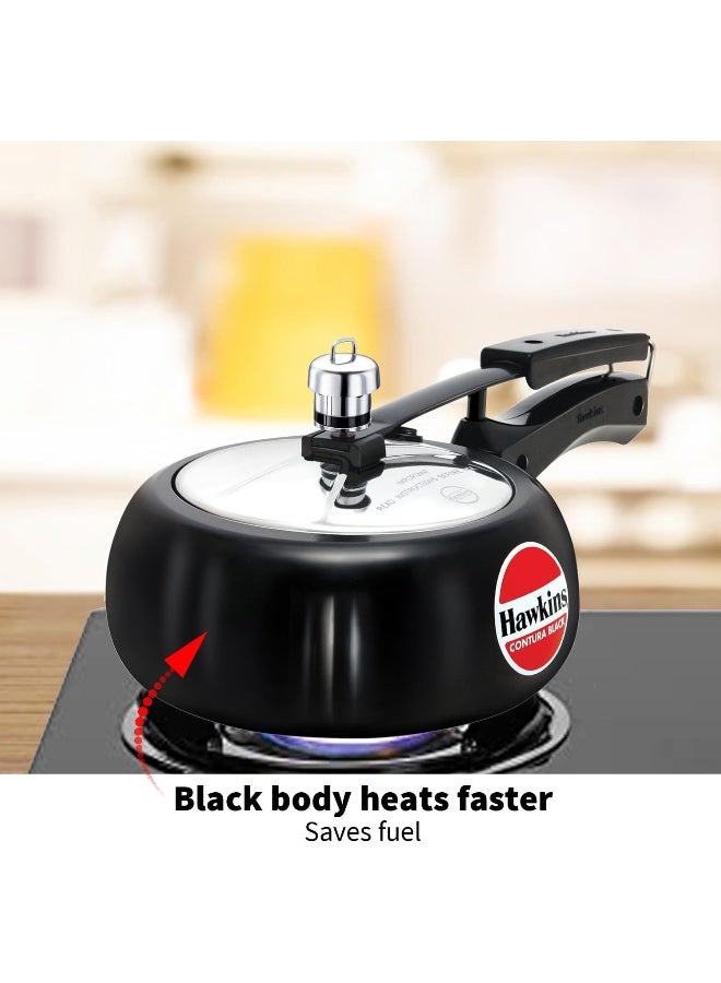 Hawkins 2 Liters Contura Stainless Steel Pressure Cooker,With Inner Lid,Black - Image 4