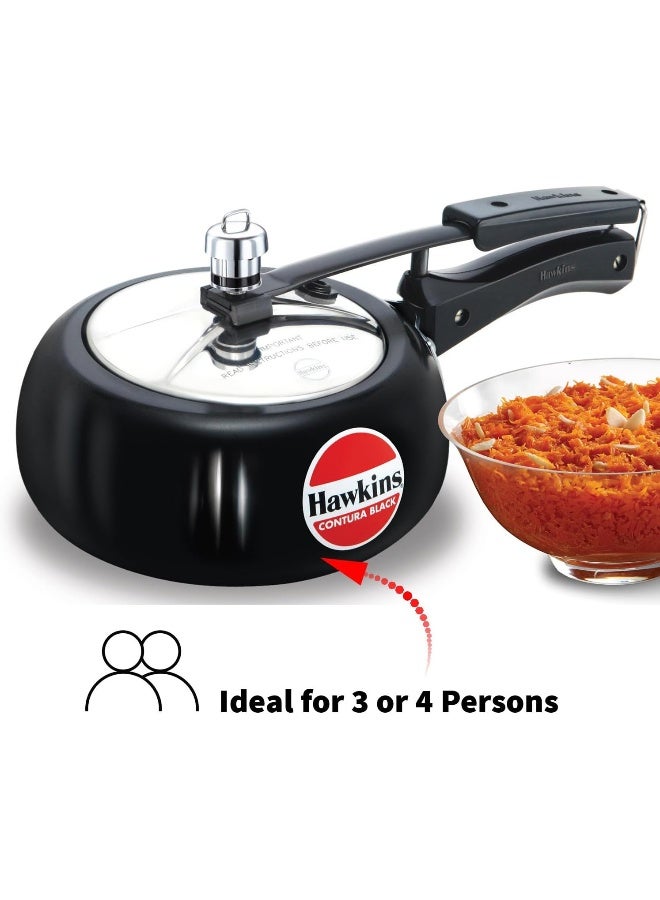 Hawkins 2 Liters Contura Stainless Steel Pressure Cooker,With Inner Lid,Black - Image 2