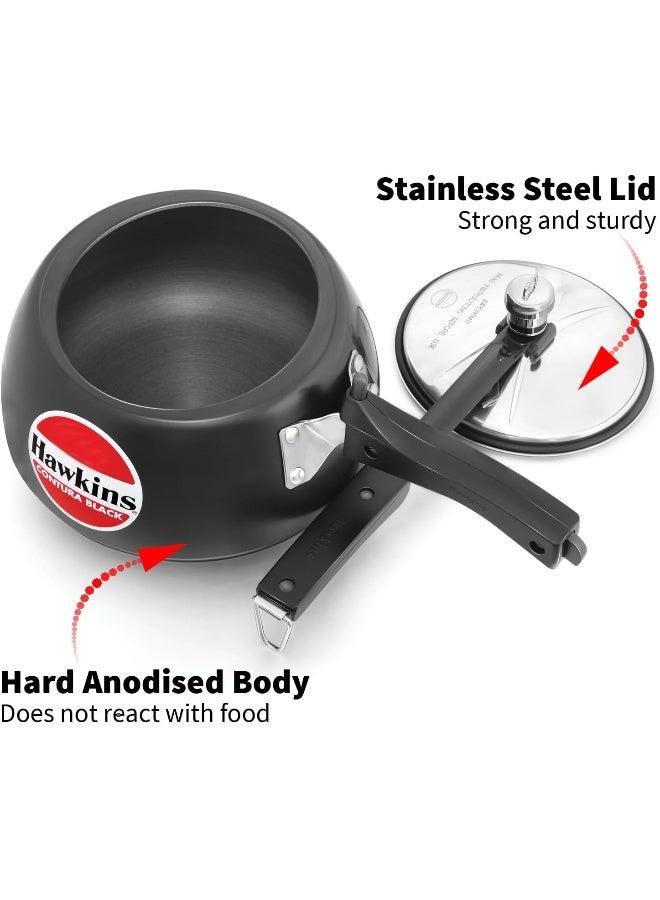 Hawkins 2 Liters Contura Stainless Steel Pressure Cooker,With Inner Lid,Black - Image 3