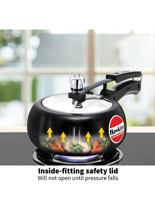 Hawkins 2 Liters Contura Stainless Steel Pressure Cooker,With Inner Lid,Black - Image 5