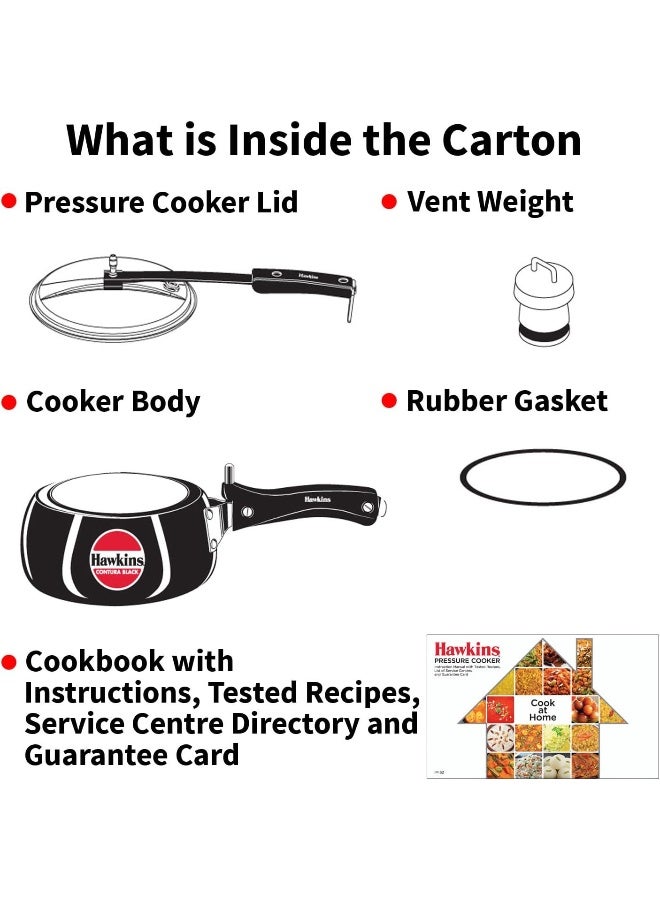 2 Liters Contura Stainless Steel Pressure Cooker,With Inner Lid,Black