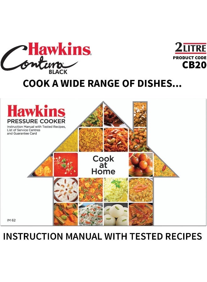 2 Liters Contura Stainless Steel Pressure Cooker,With Inner Lid,Black