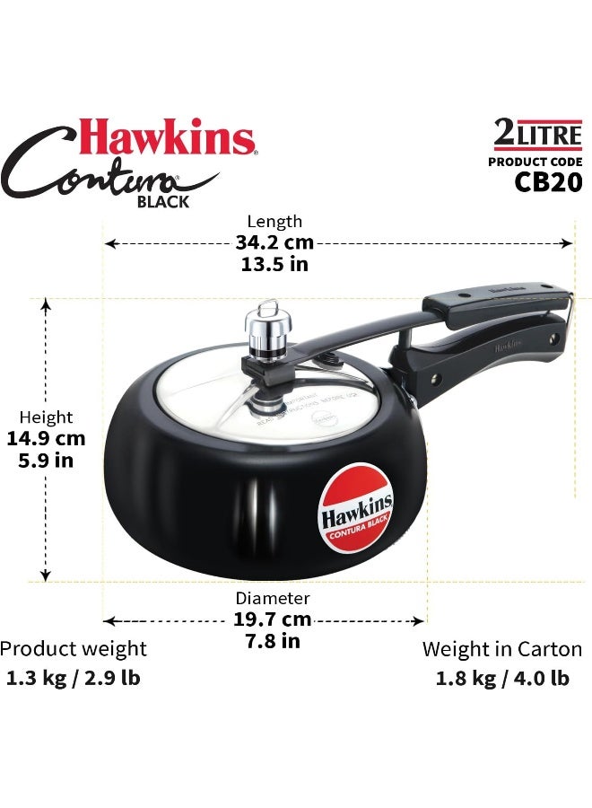 2 Liters Contura Stainless Steel Pressure Cooker,With Inner Lid,Black
