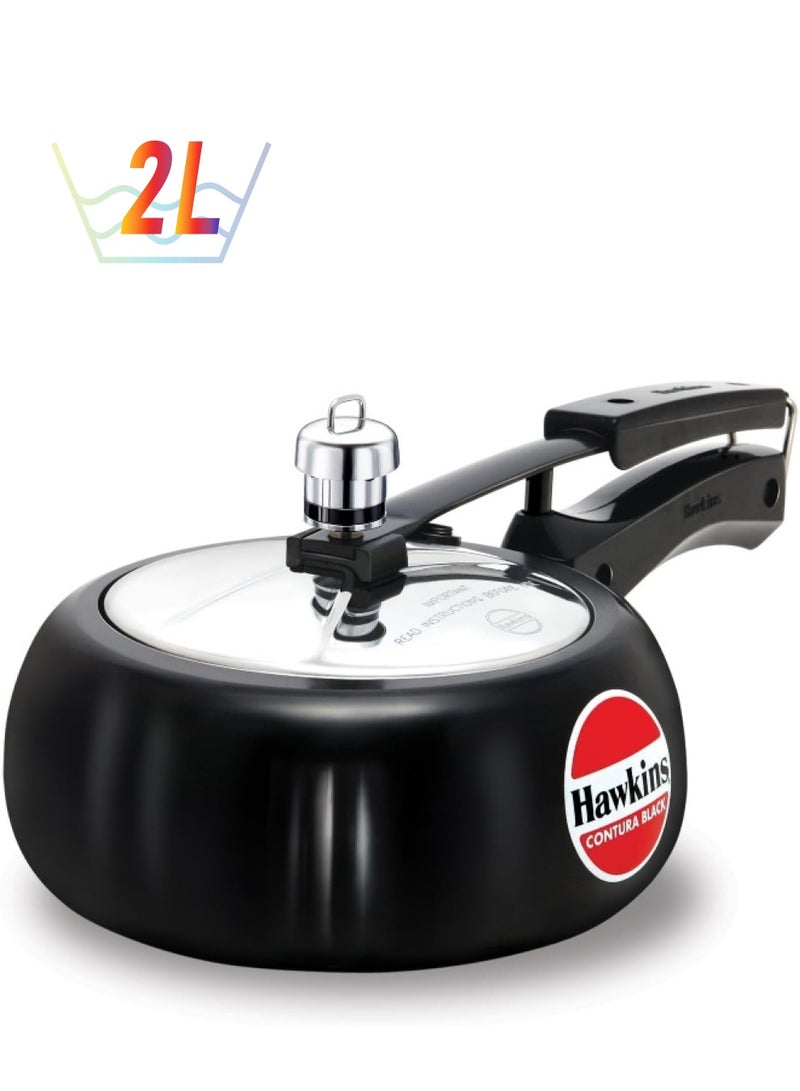 Hawkins 2 Liters Contura Stainless Steel Pressure Cooker,With Inner Lid,Black - Image 1