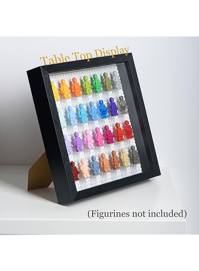 إيروريكس صندوق عرض خشبي أسود لشخصيات مصغرة، صندوق عرض تذكاري للشخصيات، إطار صندوق الظل 11 × 11 بوصة، جدار وسطح طاولة مع حماية من الغبار حتى 28 شخصية، قاعدة بيضاء، عمق 4 سم - Image 5