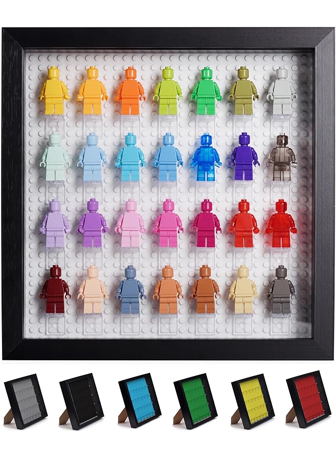 إيروريكس صندوق عرض خشبي أسود لشخصيات مصغرة، صندوق عرض تذكاري للشخصيات، إطار صندوق الظل 11 × 11 بوصة، جدار وسطح طاولة مع حماية من الغبار حتى 28 شخصية، قاعدة بيضاء، عمق 4 سم - Image 1