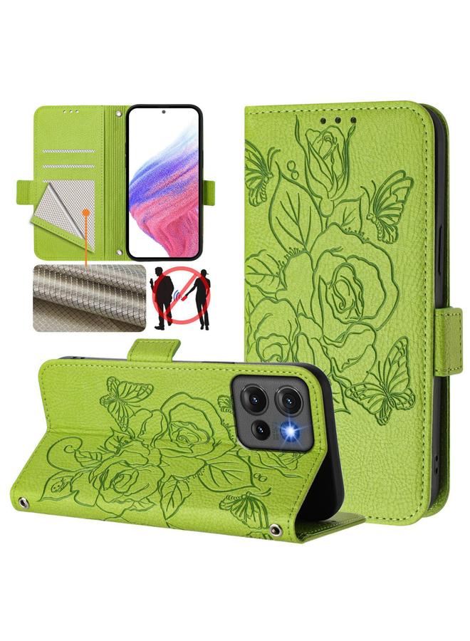 S-TOP Case For Motorola Edge 50 5G Global Embossed Rose RFID Anti-theft Leather Phone Case - Image 1