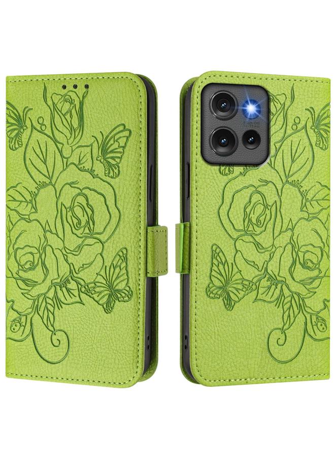 S-TOP Case For Motorola Edge 50 5G Global Embossed Rose RFID Anti-theft Leather Phone Case - Image 2