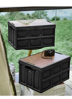 Collapsible Storage Bin With Wood Lids (52x35.5x28.5cm) , 50L Storage Box Container Large Stackable Folding Crates For Home Office and Outdoor Car Storage, Camping - pzsku/ZA94AEABAB5C7ABA71BECZ/45/_/1730973758/0cc2f832-d398-46cd-9089-d889750dbd18