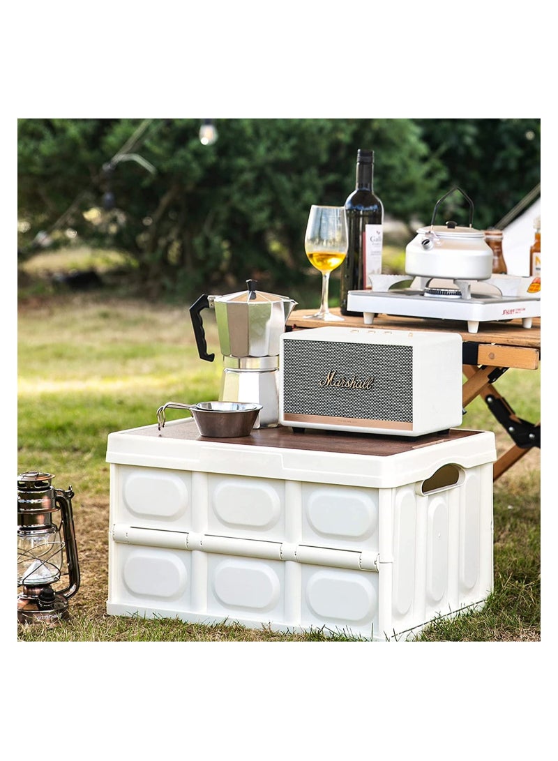 ARNOTEC 50L Collapsible Storage Box with Wooden Lid (52×35.5×28.5cm), Heavy-Duty Foldable Stackable Storage Bin for Home, Office, Car Trunk & Camping - Image 5