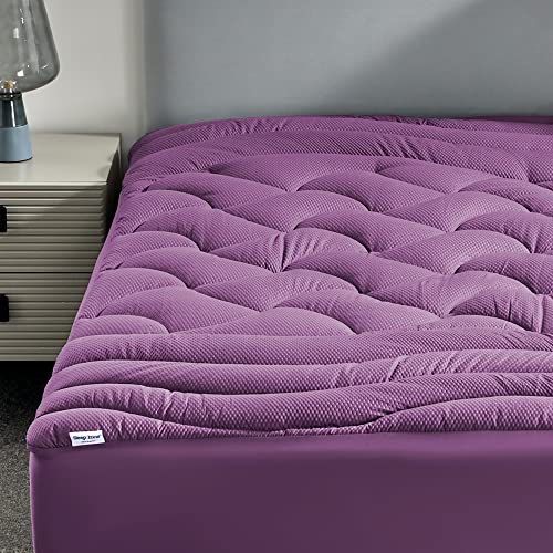 SLEEP ZONE SLEEP ZONE Cooling Queen Mattress Pad Premium Zoned Quilted Fitted Mattress Topper Elastic Mattress Protector Cover Machine Wash Durable Deep Pocket 821 inch Purple Queen 
