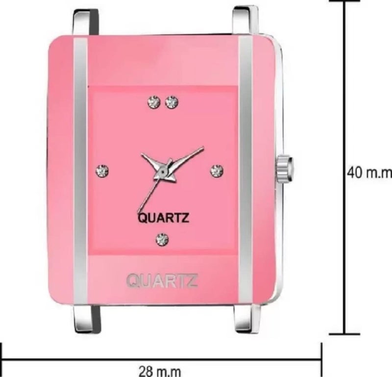 Acnos Polyurethane Premium Brand Pink Dial Square Analog Watch Pu Belt Watch For Girls Watch For Women Pack Of 1, Pink Band - Image 3