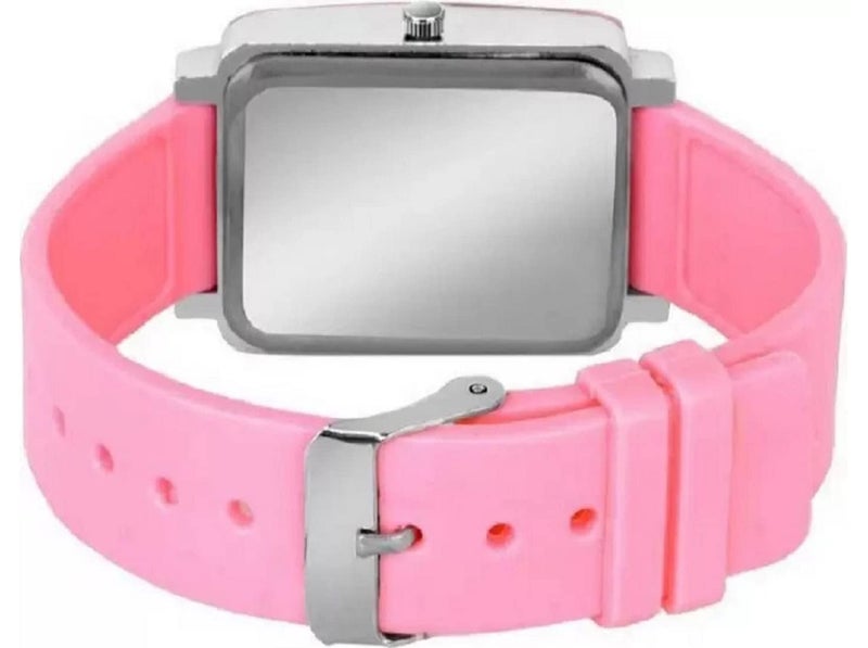 Acnos Polyurethane Premium Brand Pink Dial Square Analog Watch Pu Belt Watch For Girls Watch For Women Pack Of 1, Pink Band - Image 4