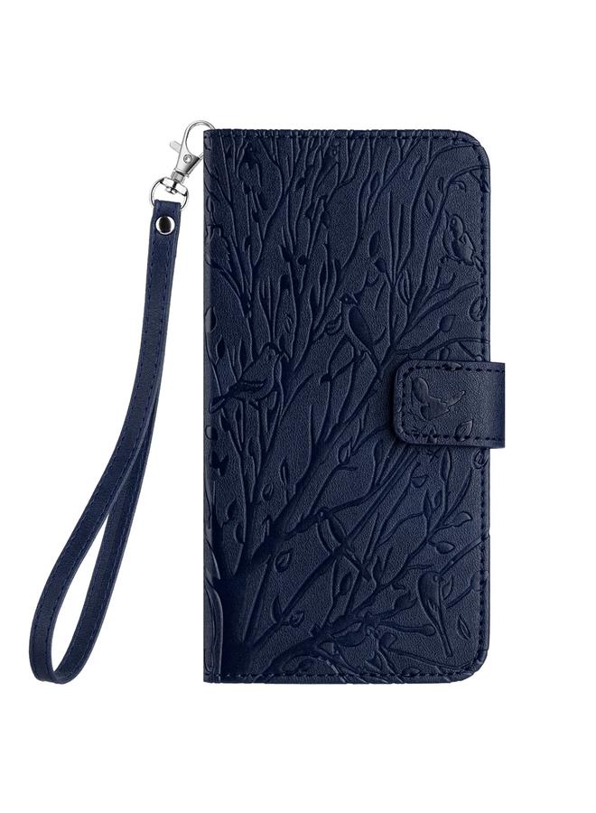 S-TOP Case For Samsung Galaxy A51 4G Tree Birds Embossed Pattern Leather Phone Case - Image 2