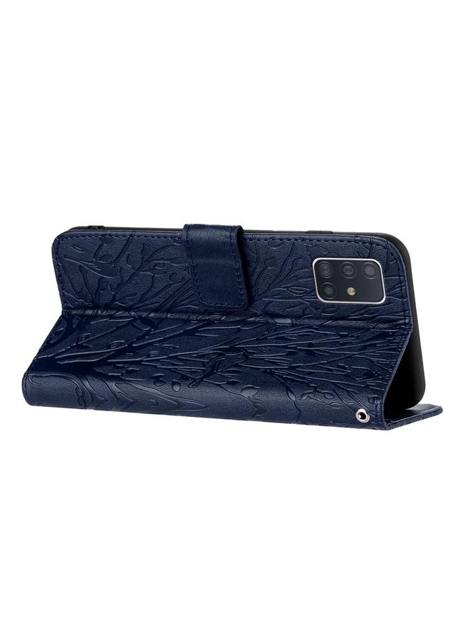 S-TOP Case For Samsung Galaxy A51 4G Tree Birds Embossed Pattern Leather Phone Case - Image 4