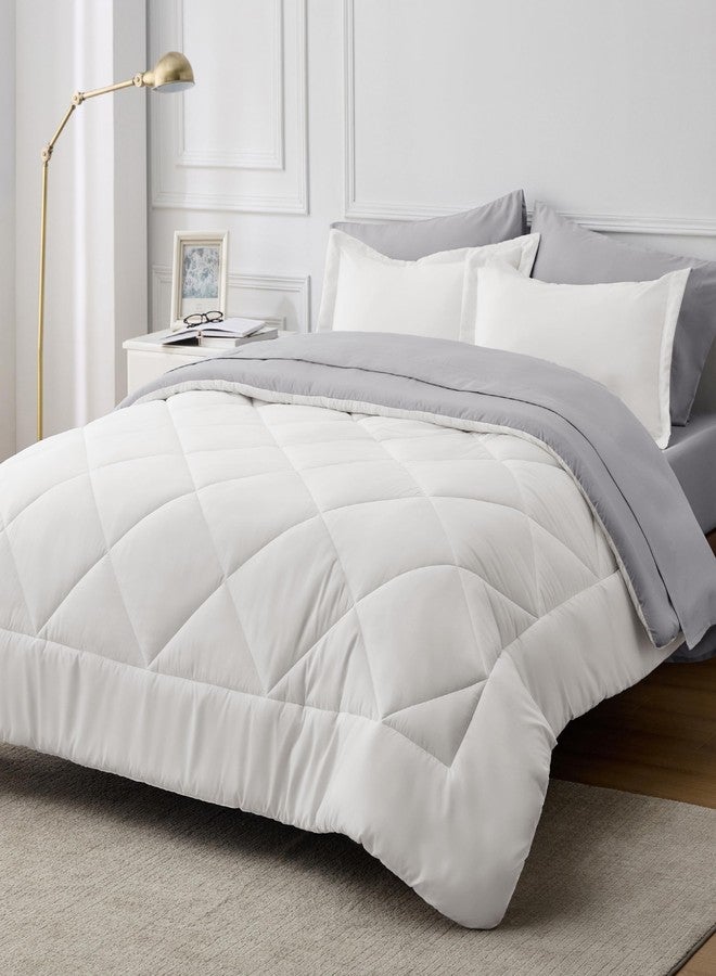 Bedsure Ivory King Size Comforter Set - 7 Pieces Reversible King Bed in a Bag, King Bed Set Ivory and Grey with Comforters, Sheets, Pillowcases & Shams - Image 1