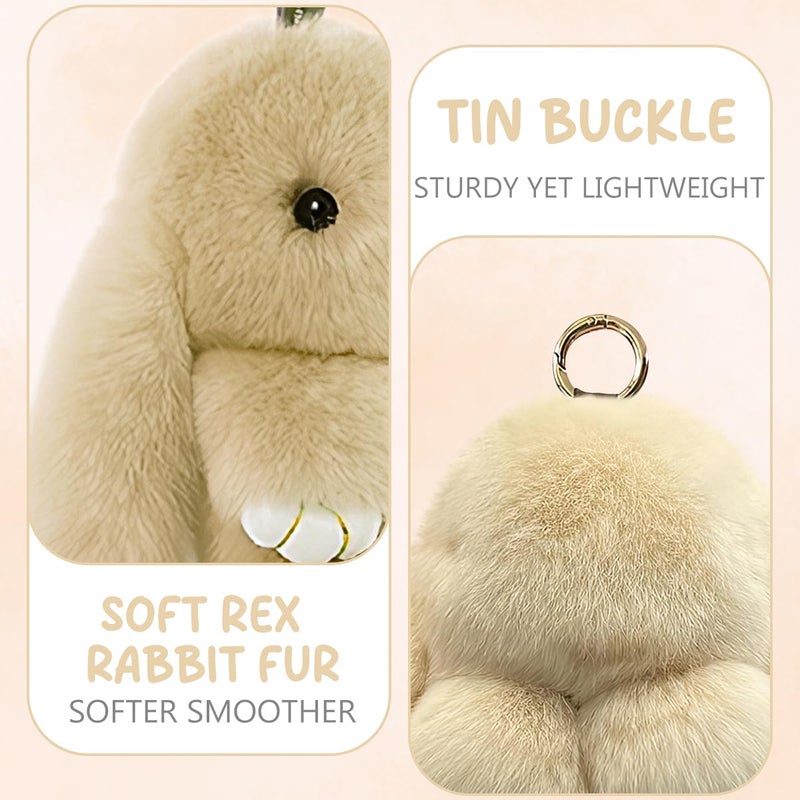 Lucift Bunny Keychain with Box, Bunny Keychain with Tin,Bun-ny Handmade Soft for Christmas Gifts, Bags, and Keys(Khaki) - Image 5