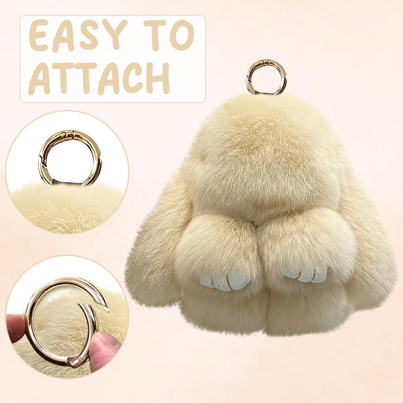 Lucift Bunny Keychain with Box, Bunny Keychain with Tin,Bun-ny Handmade Soft for Christmas Gifts, Bags, and Keys(Khaki) - Image 3