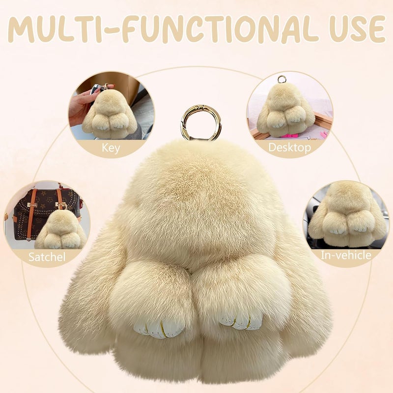 Lucift Bunny Keychain with Box, Bunny Keychain with Tin,Bun-ny Handmade Soft for Christmas Gifts, Bags, and Keys(Khaki) - Image 2