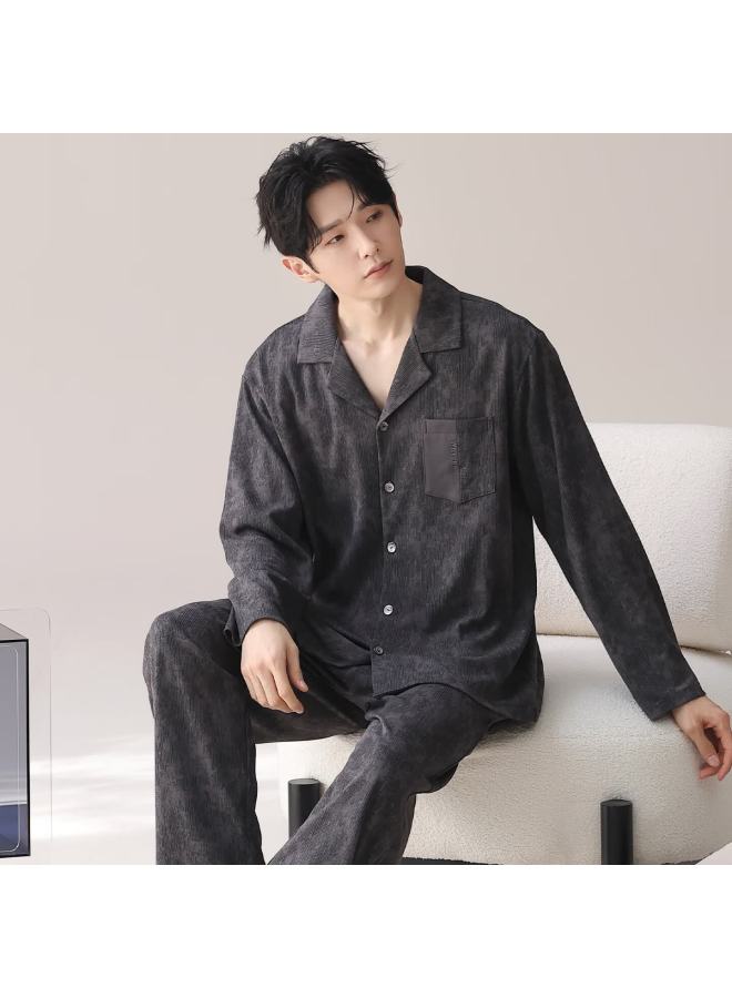 Your Sun Yiershuang Men's Pure Cotton Pajamas Autumn Winter New Long Sleeve Long Pants Full Cotton Homewear Casual Set - Image 2