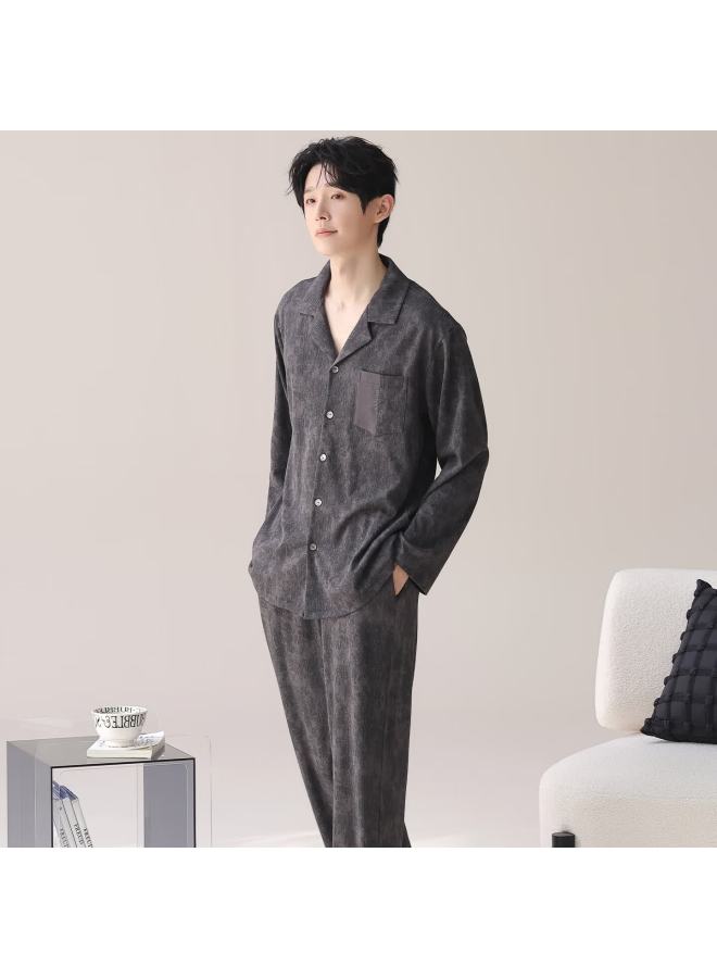Your Sun Yiershuang Men's Pure Cotton Pajamas Autumn Winter New Long Sleeve Long Pants Full Cotton Homewear Casual Set - Image 4